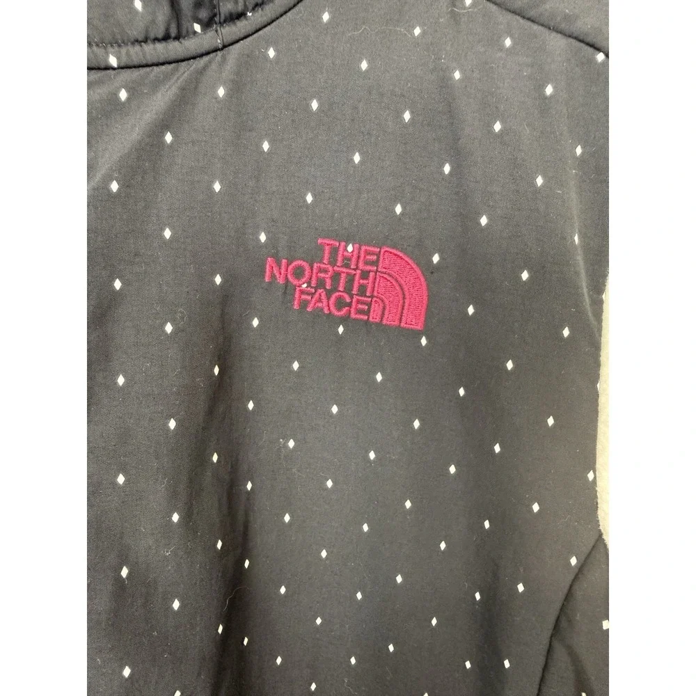 The North Face Jacket Teen Girls XL 18 Black White Denali Hooded Diamond Fleece
